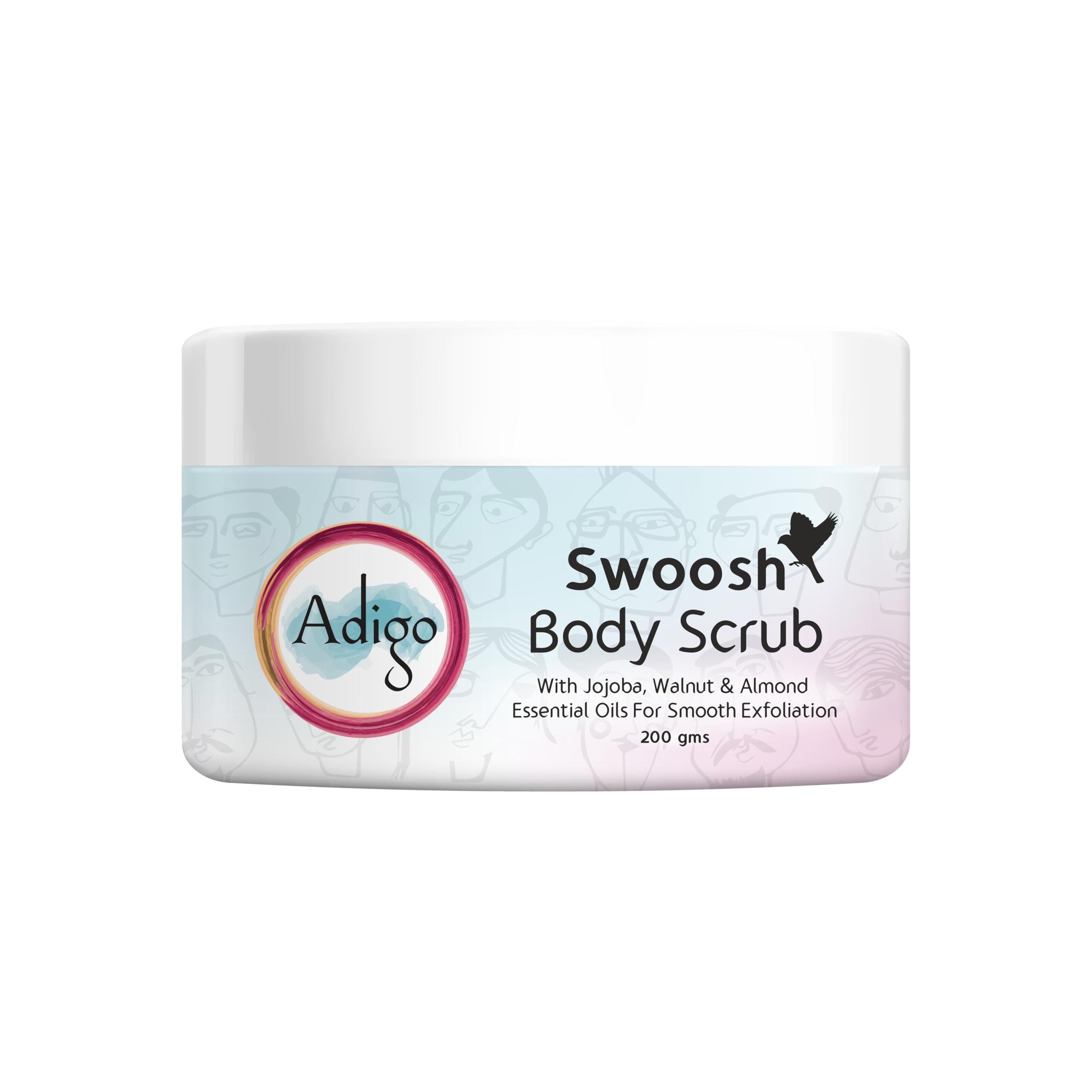 AdigoSwoosh Body Scrub | Tan Removal | Remove Dry, Dead Skin |Jojoba, Walnut & Almond Essential Oils | 200g