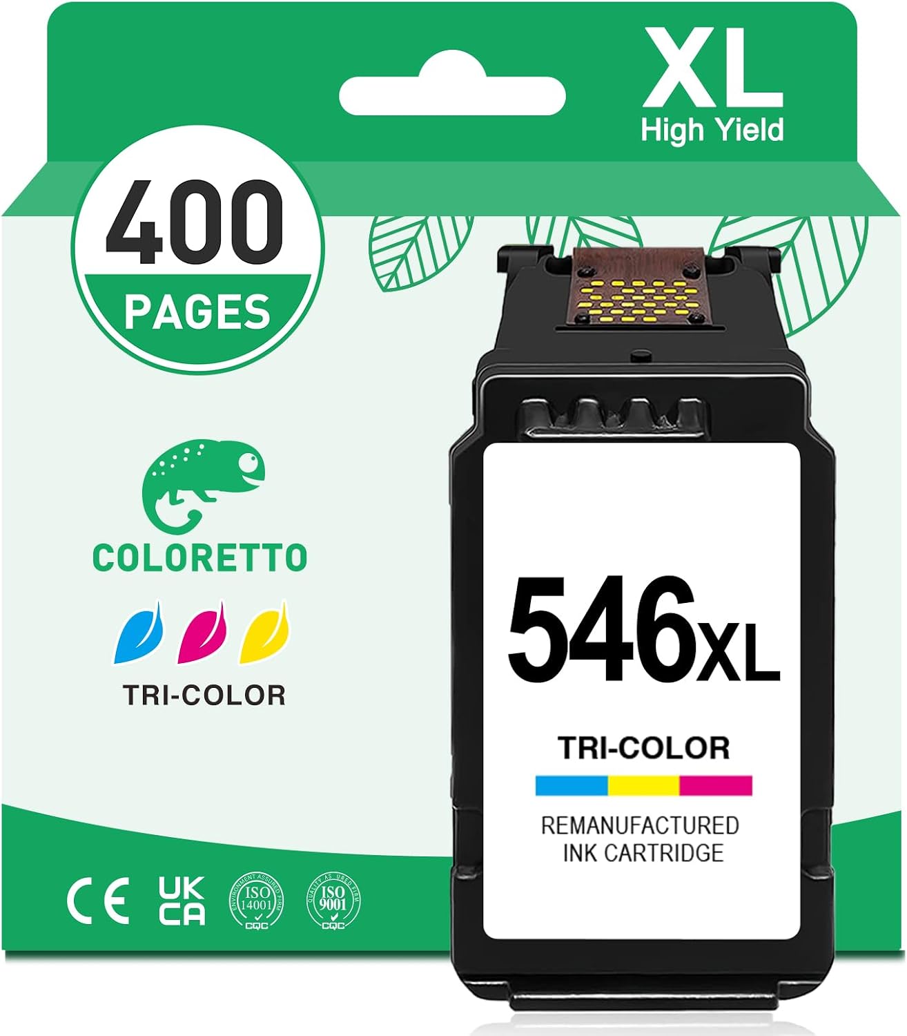 COLORETTO 546XL Printer Cartridges for Canon CL-546 XL for Pixma iP2850 MG2555S MG2450 MG2550S MG2950 MG3050 MG3051 MG3052 MX495 Remanufactured Cartridges 546XL1 Color