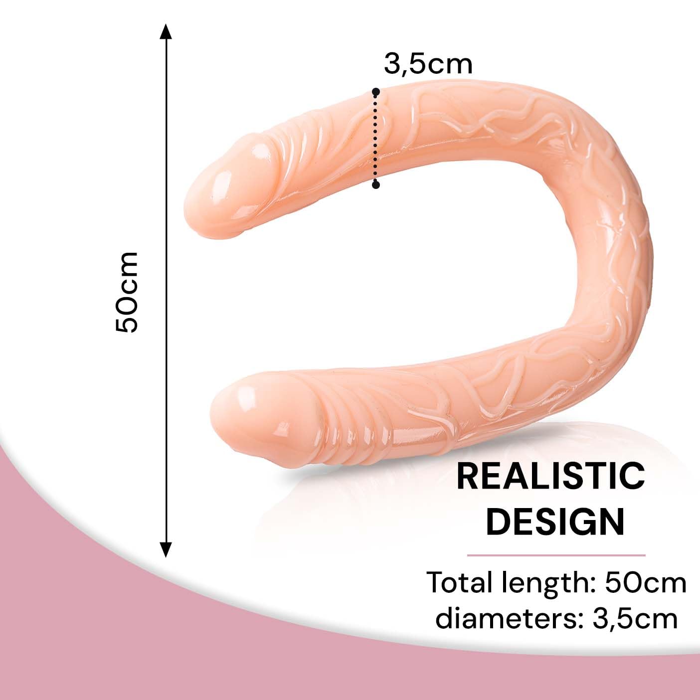 FOPS Dildo Doppio Estremità per Coppie Donna Uomo Lesbiche Gay Lungo 50cm ⌀3.5-4.2cm Ultra Realistico Flessibile Morbido Impermeabile Sex Toy per Piacere Intenso D15-4