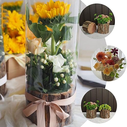 Miniatura 7 de Macetero de tocón de árbol, plantador de tocón de árbol, plantas de interior, 2 piezas de tocón de madera, decoración de tocón de árbol, maceta de