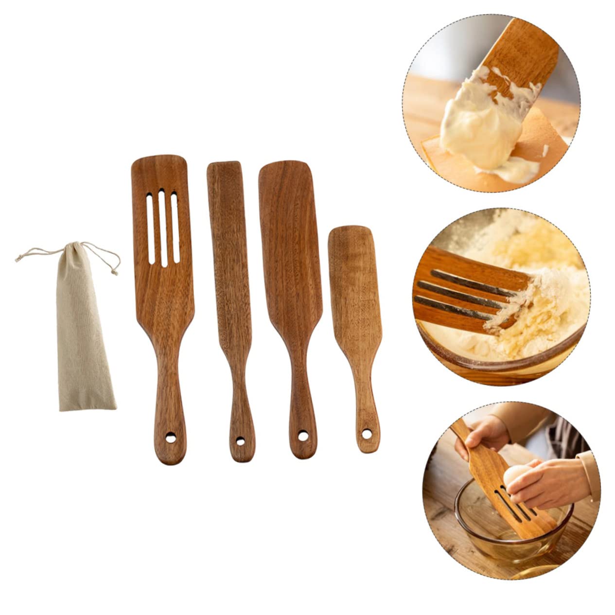 Set Spatole Cucina in Legno 5 Pezzi, Utensili da Cucina