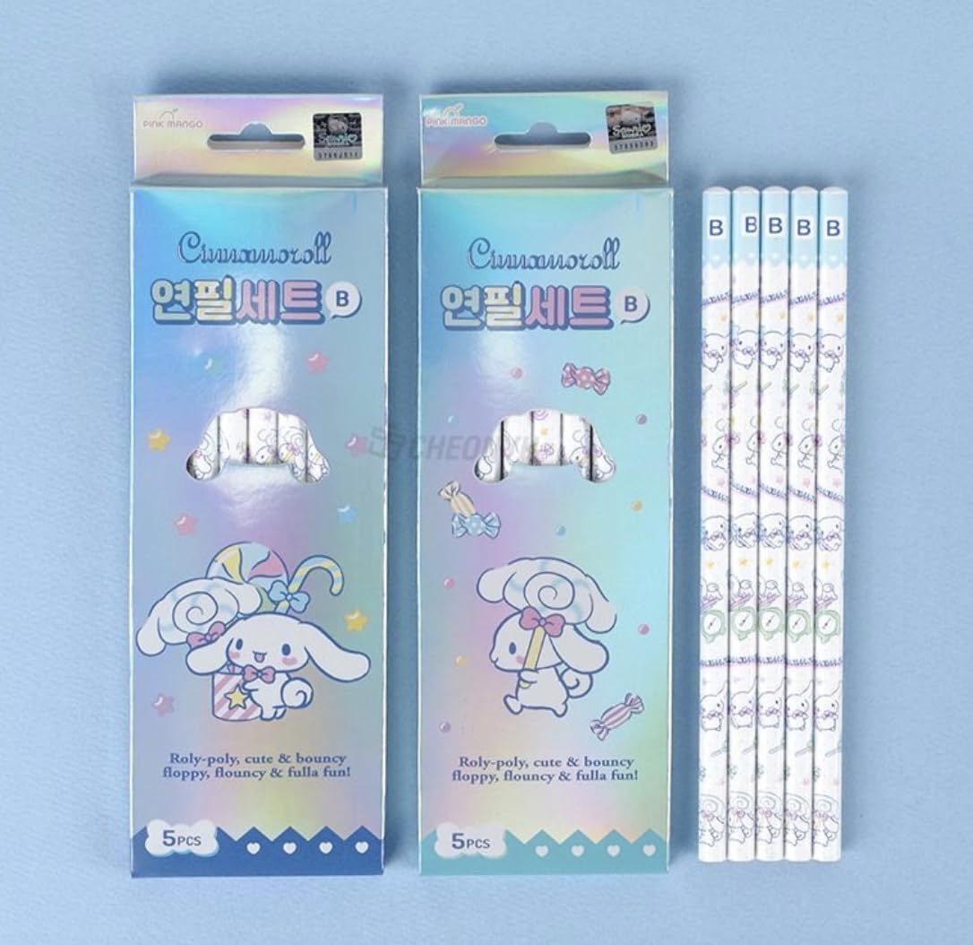 Bandal & Neoul Kitty & Friends' Officially Licensed Graphite Pencils Set of 10 - Choose from 3 Designs (CinnamorollTheme)