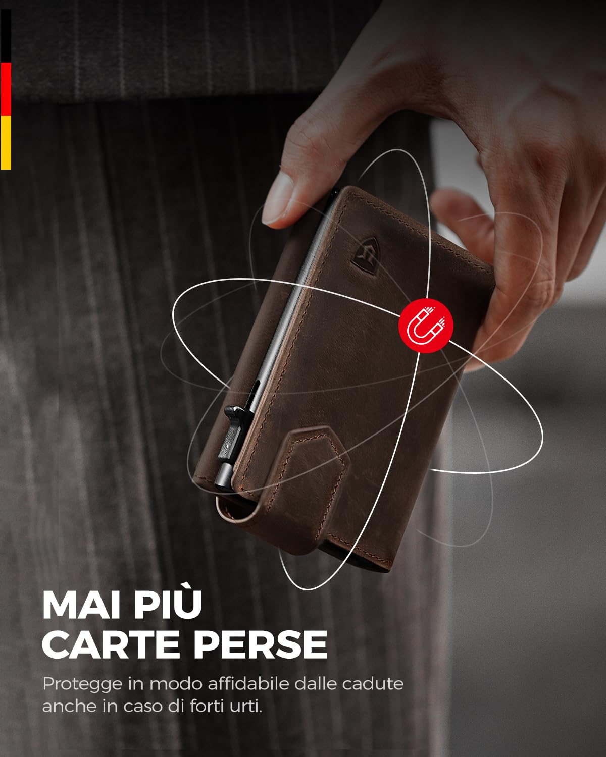 LORZOR® Portafoglio Uomo Slim vera Pelle, Porta Carte di Credito con Protezione RFID & Portamonete, Portacarte Uomo Pop-up Contenere 10 Carte, Porta Tessere Tascabile, Magnetica