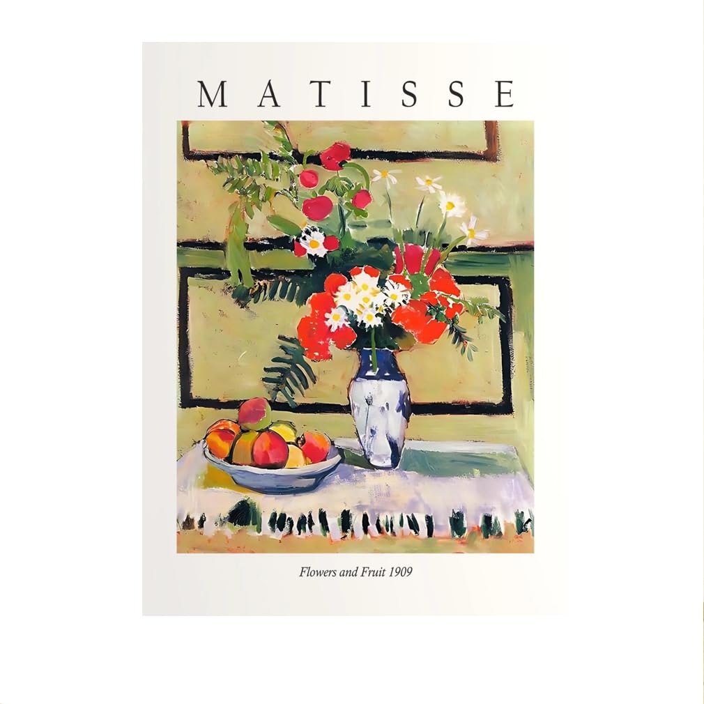 LHHJF LJHFA Henri Matisse Poster Retro Vase Still Life Wall Art And Prints Modern Henri Matisse Canvas Painting Home Decor Wall Picture 40x60cmx1 No Frame