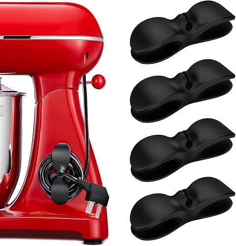Organizador de cables para electrodomésticos, organizador de cables de cocina fuerte mejorado, 4 paquetes de organizador de cables negros para