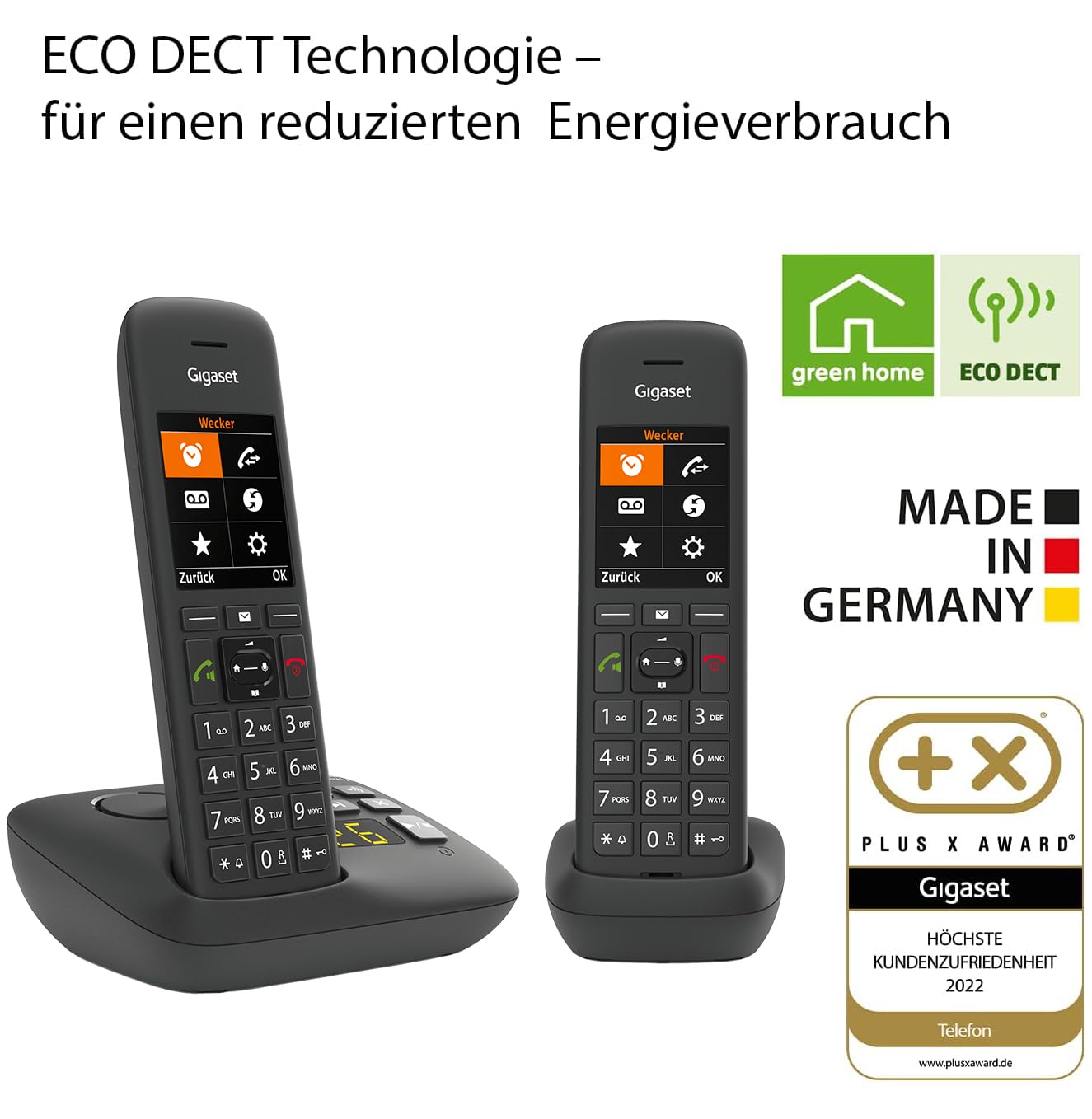 Gigaset C575A Duo Schnurlose DECT-Telefone mit Anrufbeantworter großes Farbdisplay schwarz Deutsche Version