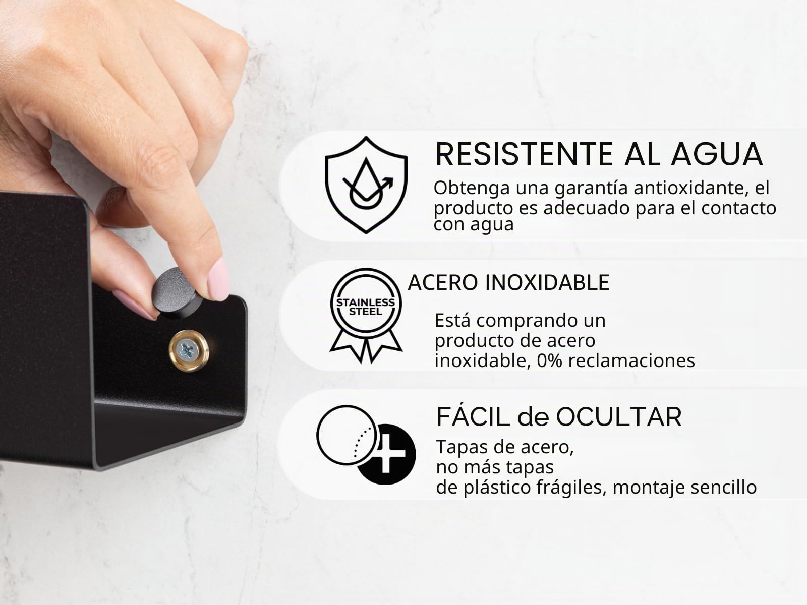 DABStory Toallero con estante 60cm para toallas de invitados, toallero de acero inoxidable, barra para toallas, montaje en pared para baño y cocina, accesorio de almacenamiento para baño VASCA Negro
