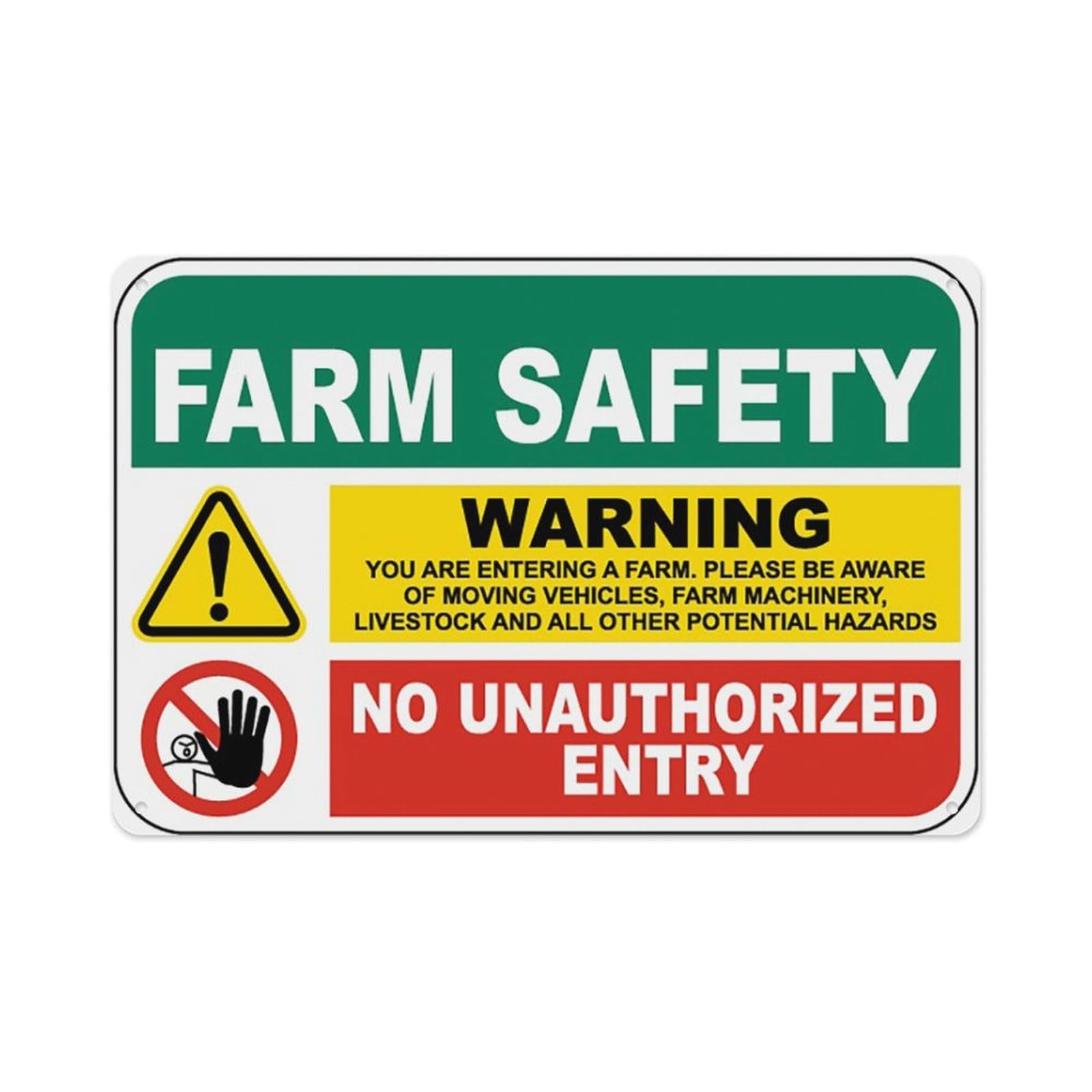 peiyeety Farm Safety Sign Aluminum Tin Warning Signs For Home Outdoor Garden 8X12 Inches