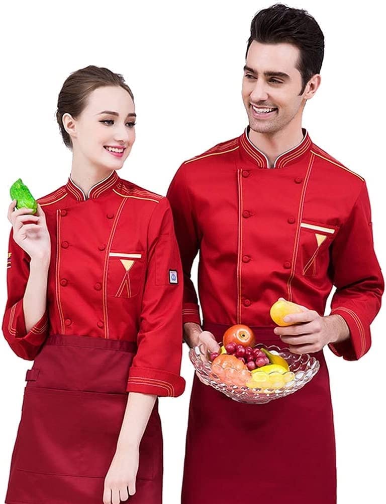 Giacca da chef per uomo e donna, giacca da chef a maniche lunghe per uomini e donne, leggera, per hotel, cucina, ristorante, giacca da chef con doppio bottone, giacca da lavoro con rete