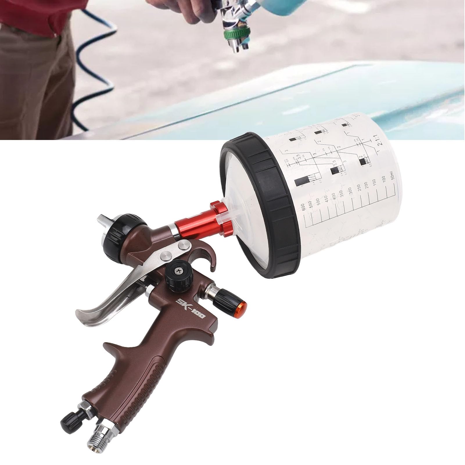 Fafeicy Pistola a Spruzzo Ad Aria 1,3 Mm con Elevata Atomizzazione per Una Finitura Efficiente e Professionale, Funzionamento Rapido, per la Verniciatura Fai Te della Casa 'Auto