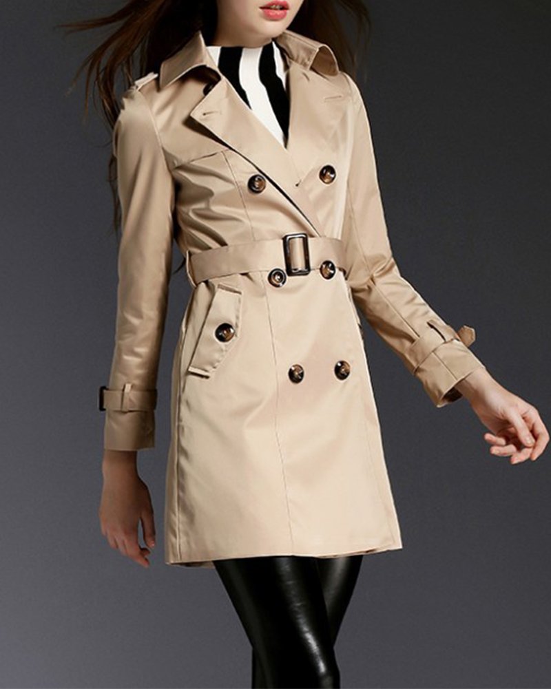 MISSMAO Donna - Trench Coat Cappotto Giacca - Basic - Maniche lunghe Doppio Petto con Cintura - Classico y Elegante