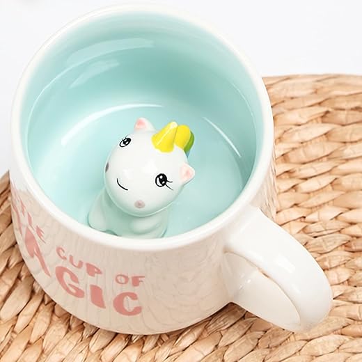 Disoza 3d Tier Tasse Einhorn Geschenke für Frauen Einhorn Becher Geschenke für Mädchen Cute Mug Geschenke für Freundin Lustige 3d Tasse mit Einhorn Figur Innen Einhorn Geschenke für Frauen Geburtstag