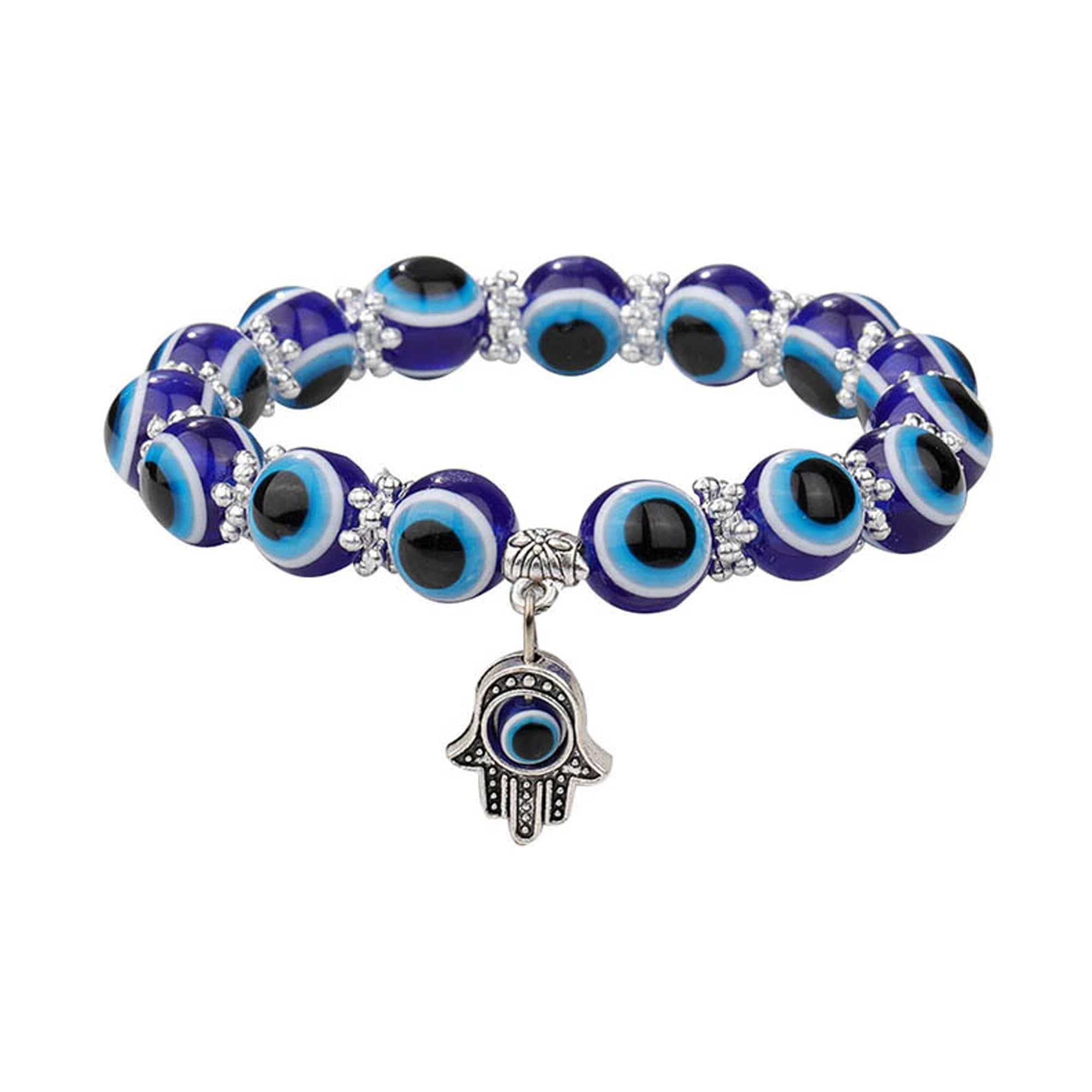 Evil Eye Bracelet For Women Buddha Hand Wristband Silver Beads Charm Evil Eye Bracelets For Women Girls Love Gifts Jewellery