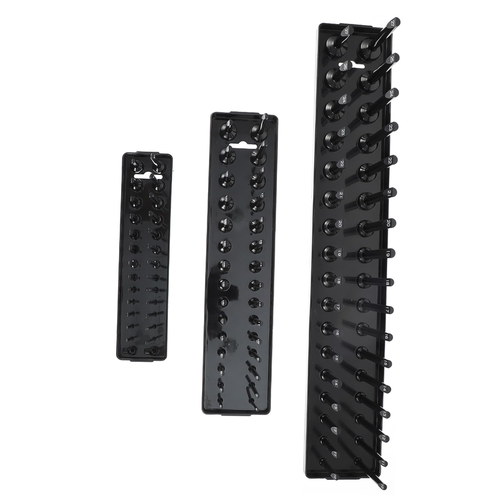 TEHAUX 3Pcs Heavy Duty Socket Organizer Tray Metric Sae Drive Socket Holder with Clearly Labeled for Efficient Storage Classification for Garage Workshop Use