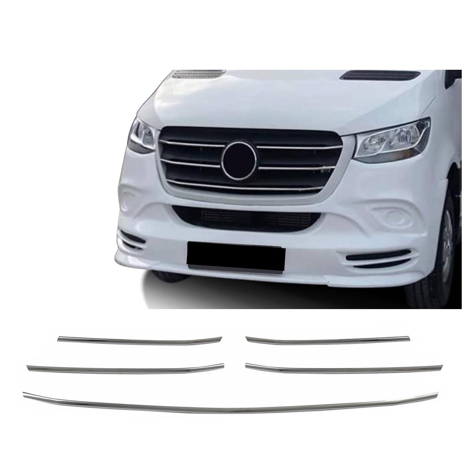 Garnitures de calandre avant chromées Sprinter W907 inserts acier 2018 à 2026 - 5