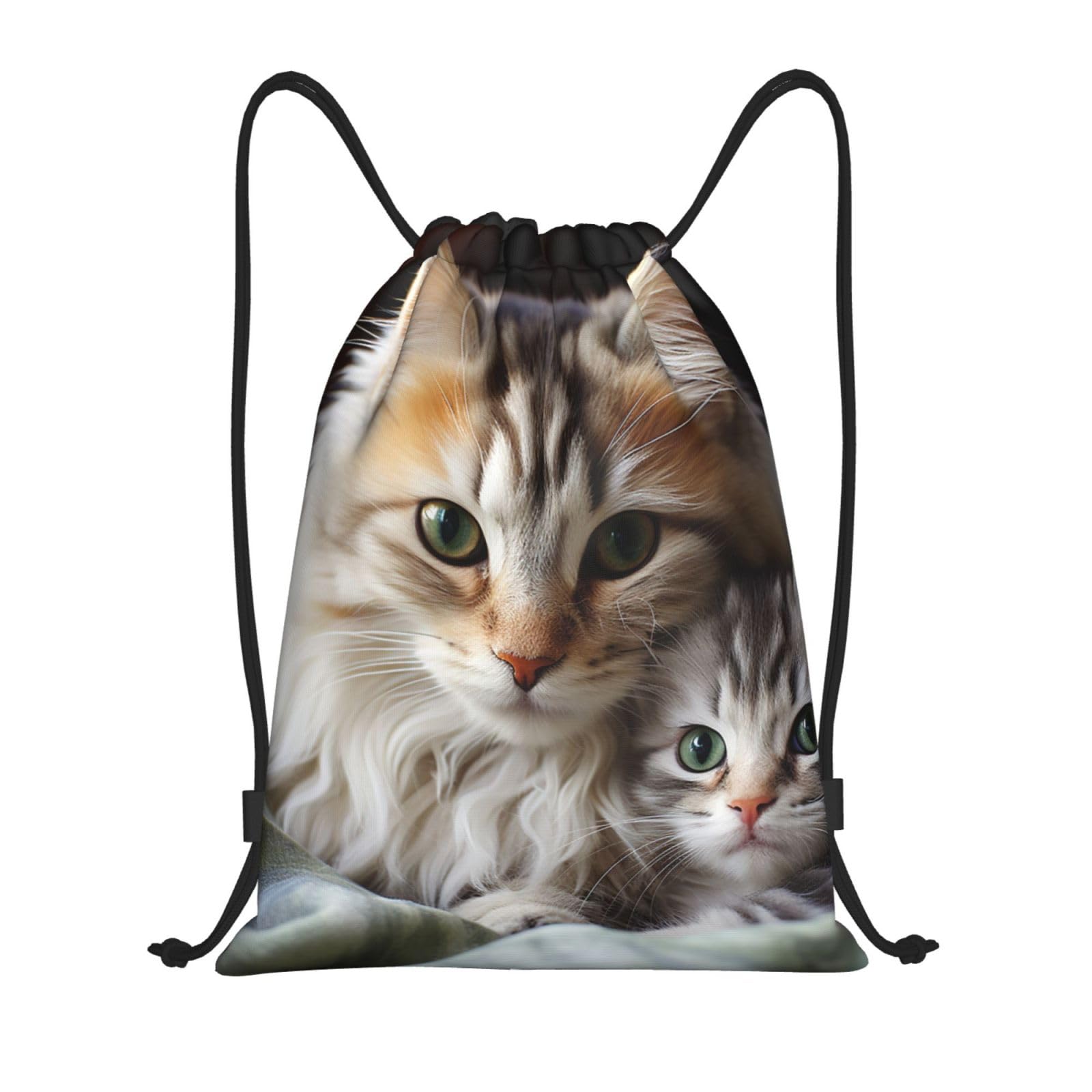 Sdtykhj Unisex Infant Black Drawstring Backpack Waterproof String Bag Cats Mom And Baby Sport Gym Sackpack Lightweight Cinch Bag, S, Travel Backpacks