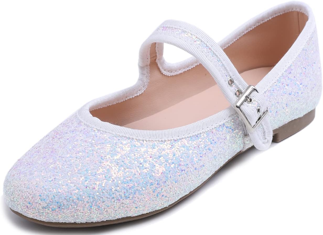 White Glitter Mary Jane