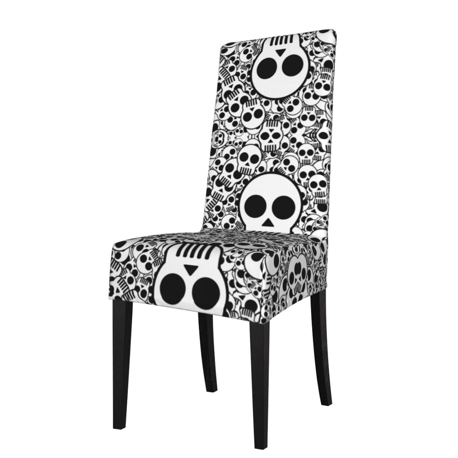 Yyhwhjde Black And White Skulls Prints Protection Cover For Dining Chair – Stretch Slipcovers For A Fresh, Refreshed Dining Room Look!