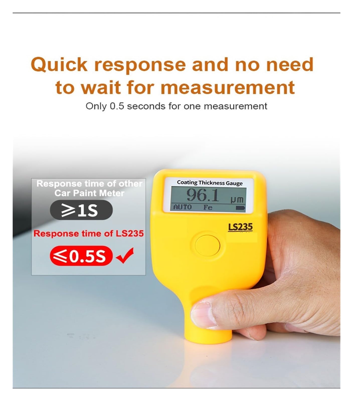 Spessimetro Vernice, LS235 Misuratore di spessore del rivestimento Automotive Paint Meter for carrozzeria in alluminio Fe Strato galvanizzato metallico