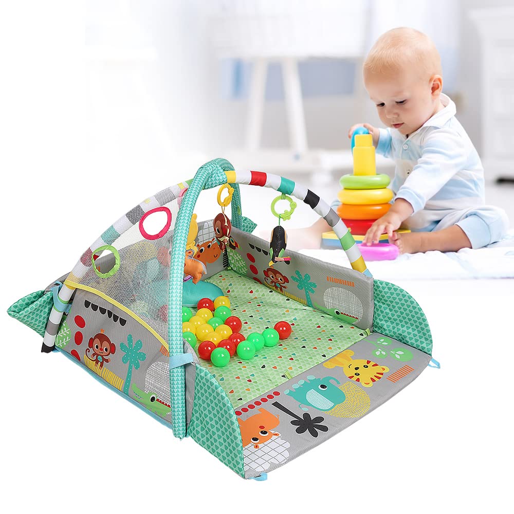 Baby-Spielmatte mit Musik, Kick-and-Play-Klavier, Fitnessmatte mit abnehmbarem Klavierspielzeug,Babyausstattung für Neugeborene, Babyspielzeug ab der Geburt,Grün (Typ B)