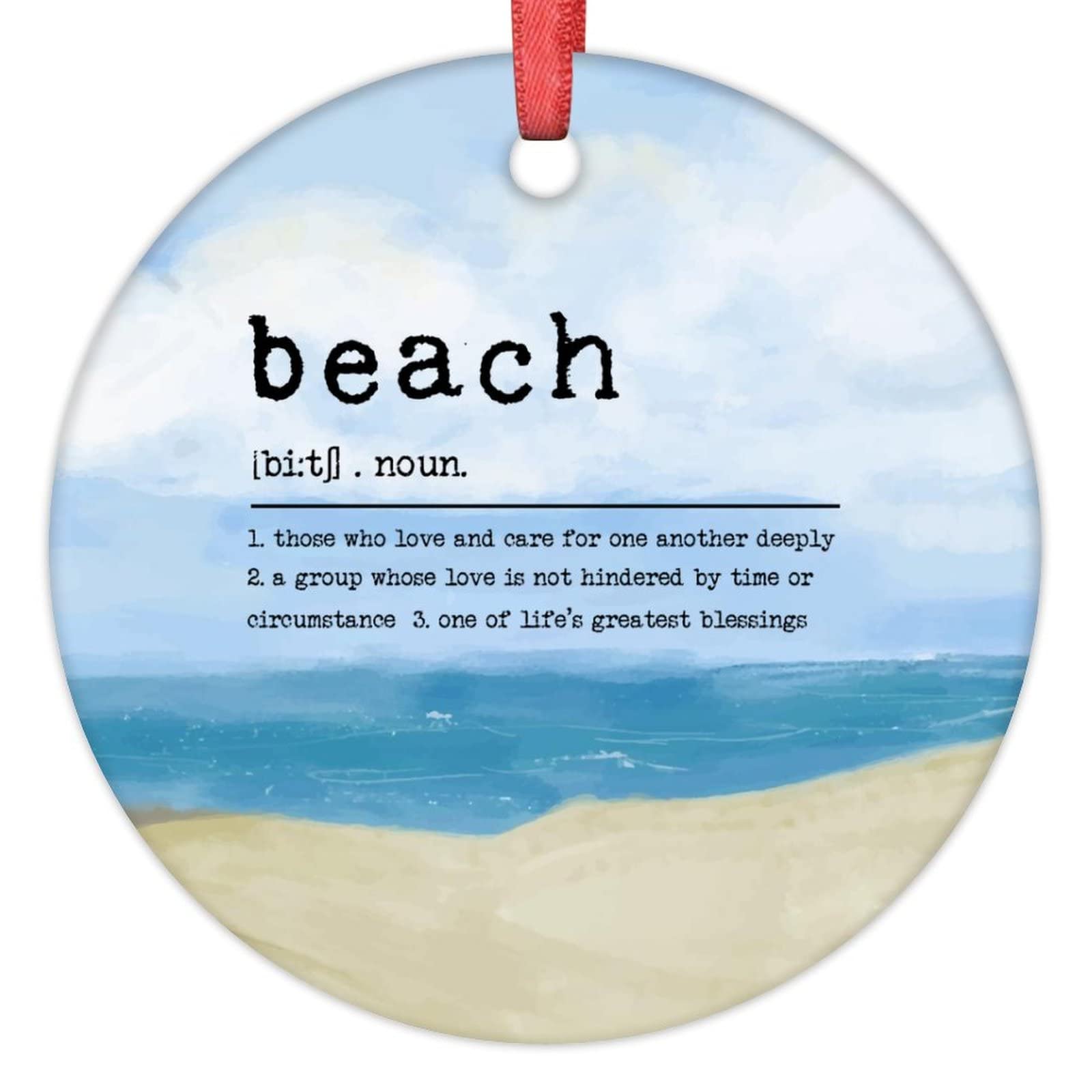 Christmas Ornaments Beach Definition Christmas Decorations for Tree Beach Inspirational Quote Personalized Christmas Ornaments 2022 Funny Souvenir Xmas Tree Hang Pendant Winter Exchange Gift 3 Inch