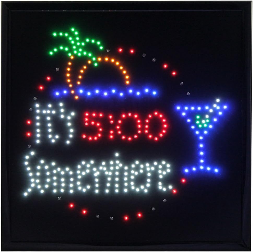 United Joy USA Light-Up It's Five O'Clock Somewhere Drinks Cocktails Framed LED Wall Sign