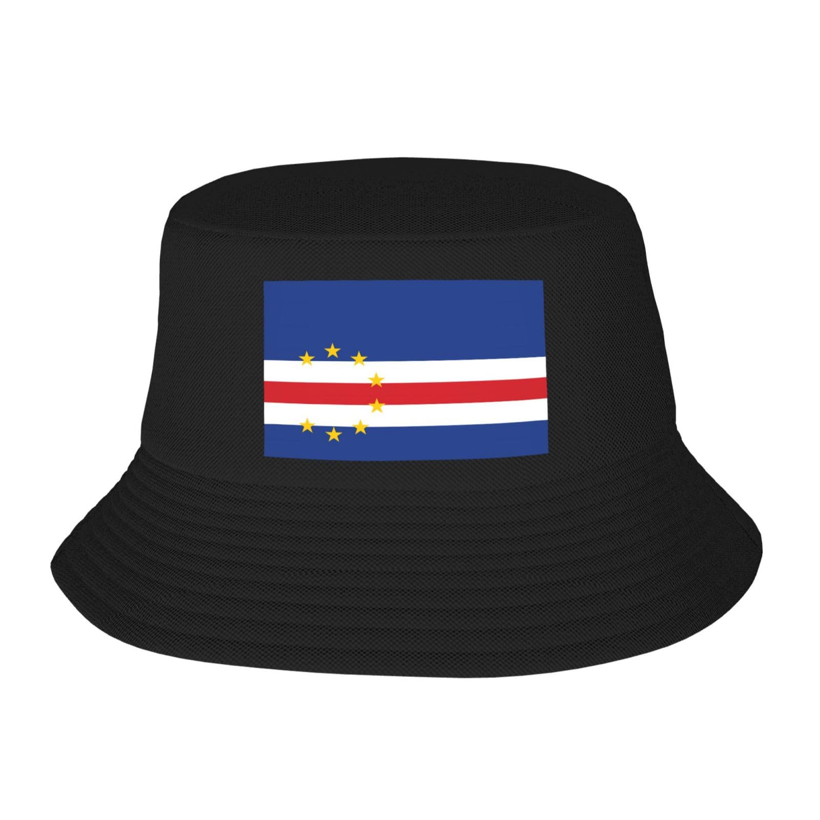 Whjdpp Women's Black Flag Of Cape Verde Picture Adult Fisherman's Hat For Men And Foldable Headwear For Outdoor Activities