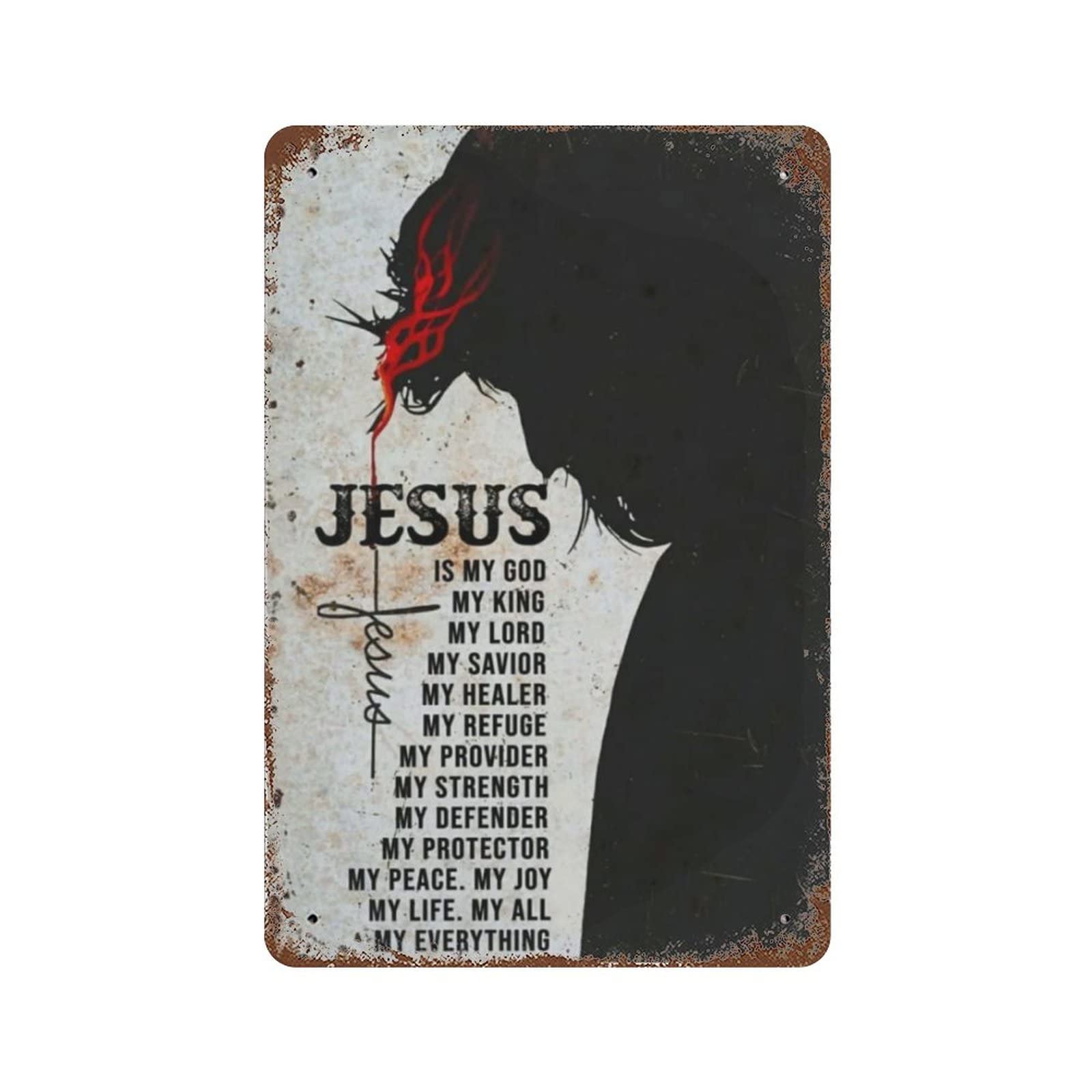 AOOEDM Jesus Is My God Tin Metal Sign Wall Decor Funny Inspirational Quote Wall Art Sign Vintage Tin Signs For Home Coffee Bar Man Cave Sign Pub Poster