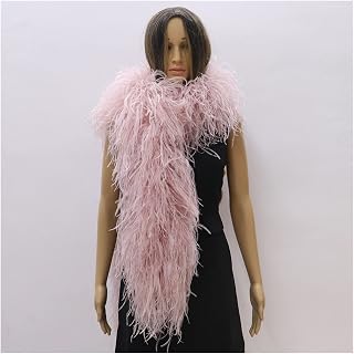 10 Ply Ostrich Feather Boas, Shawl Dyed Various Real Feather Scarf Wedding Dress Sewing Accessory for Stage Clothing,Bags,Home,Textile,Party, Festival, Carnival Etc (Color : Leather Pink, Size : 1