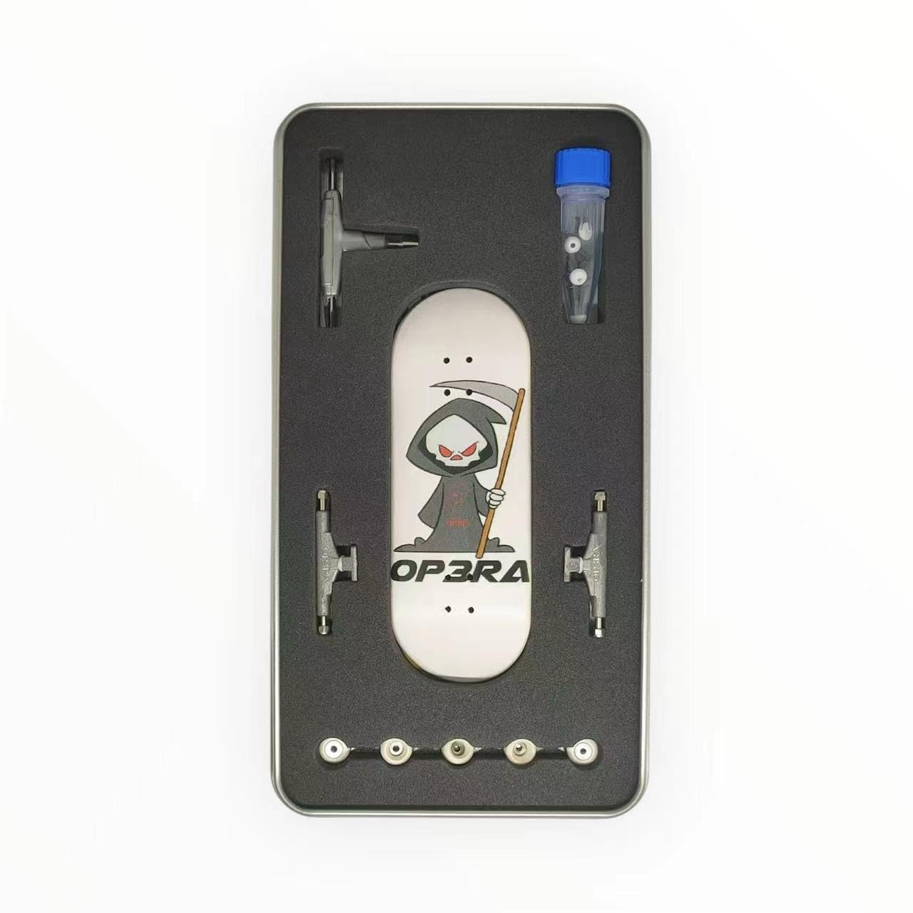 LEEFAI Pro Fingerboard Complete 34 * 96mm -Op3ra UV Printing Graphic-Update 65d Urethane Wheels and Quality Maples Wood-The Grim Edition