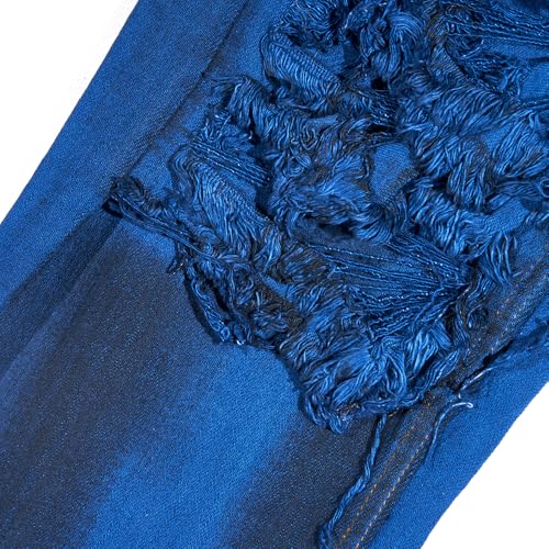 Loose-Layered Men's Denim Jeans with Vintage Fringes, Long Denim Pants for Hip-hop Parties4