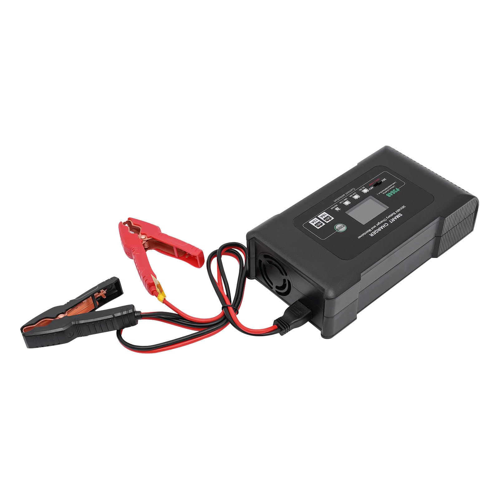 Cargador de coche de 36 V, 23 x 12,5 x 7 cm, cargador de batería inteligente rápido, para cargar baterías de litio, LiFePO4 y plomo-ácido
