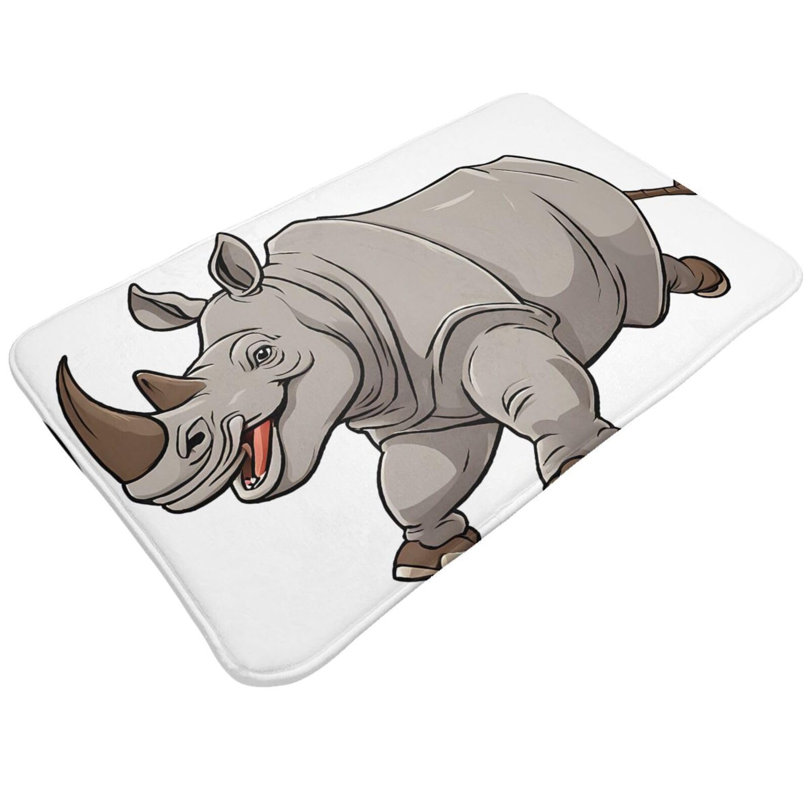 Animal Rhino Print Living Room Bathroom Kitchen Anti Slip and Absorbent Carpet, Indoor Entrance Door Muddy Floor Mat, Ultra Soft Washable Carpet 21x31.5 Inches