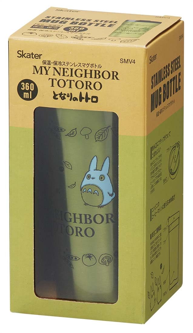 SKATER SMV4-A Butelka ze stali nierdzewnej, butelka na wodę, gorąca i zimna Retention, 12,2 FL oz (360 ml), My Neighbor Totoro, średnica 3,1 x wysokość 6,4 cala (78 x 162 mm), Sklep Convenience Store,