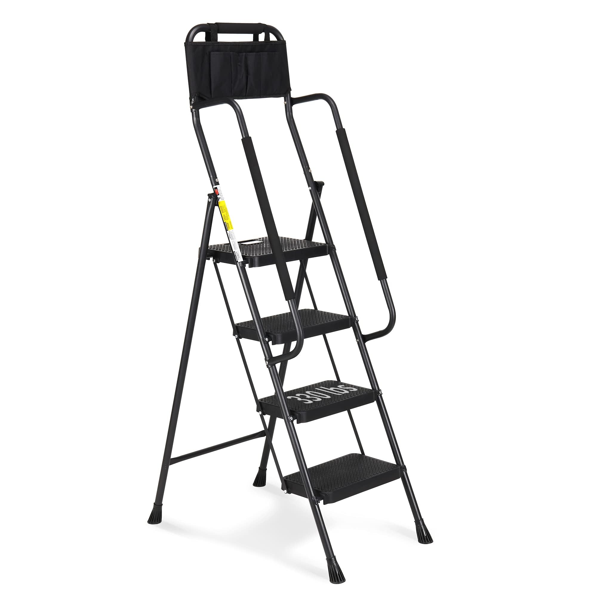 HBTower Step Ladder with dual handrails and attachable tool bag