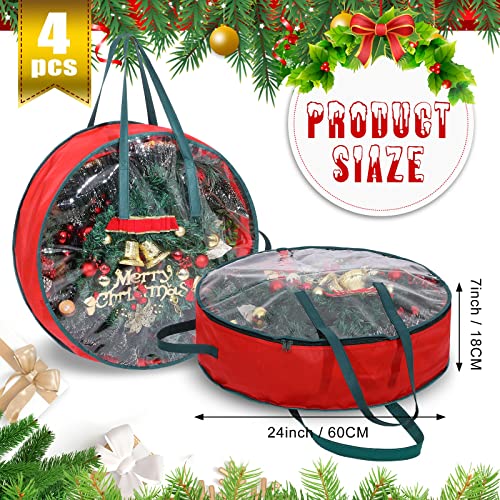 4-Pieces-Christmas-Wreath-Storage-Bag-Clear-Wreath-Box-Wreath-Storage-Containers-with-Clear-Window-and-Handle-Christmas-Garland-Storage-Containers-for-Xmas-Holiday-Seasonal-Storage-24-Inch