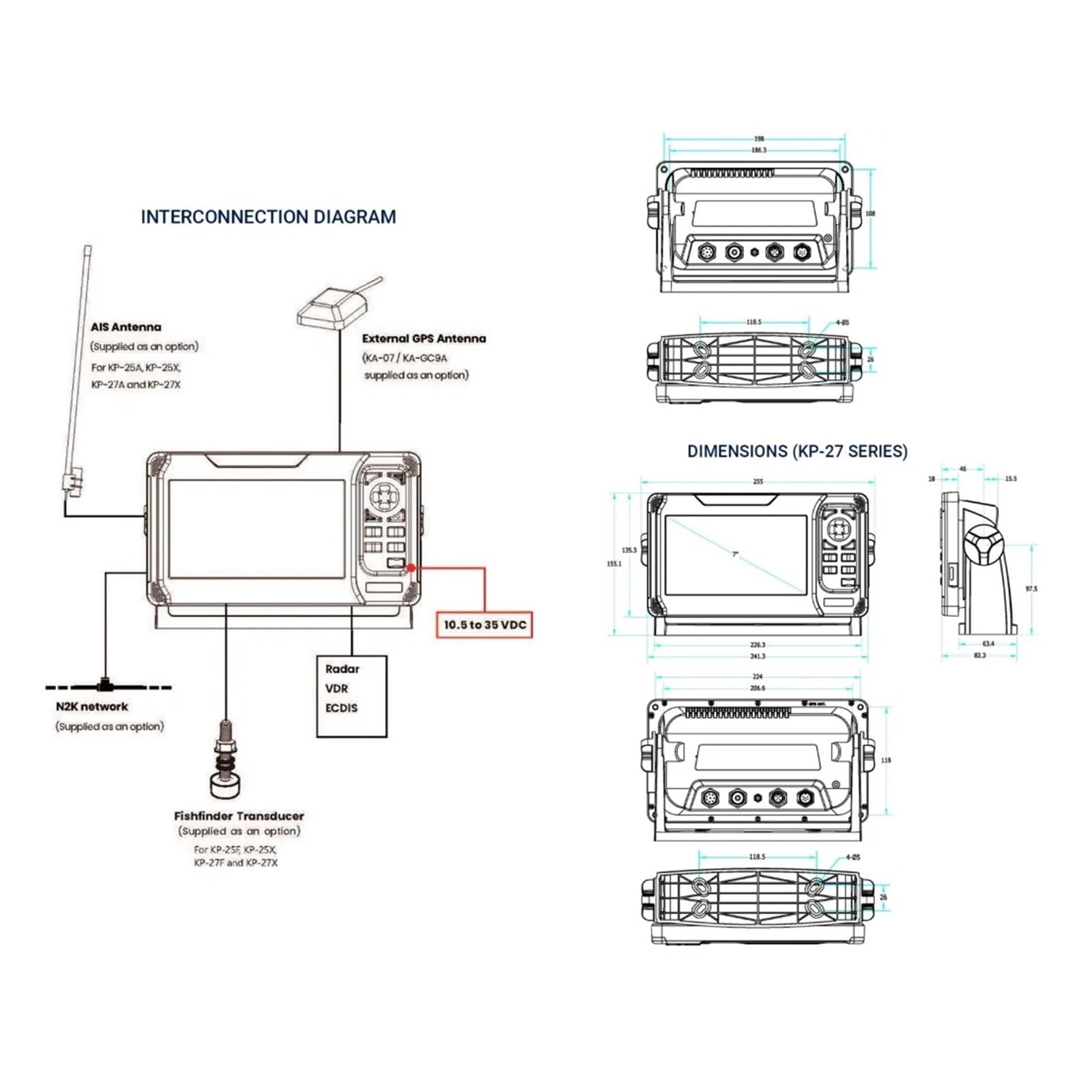 Traceur De Cartes GPS Marin IP66 7 Pouces 4-en-1 avec Échosondeur Et Détecteur Poissons AIS Intégré Navigation PréCise