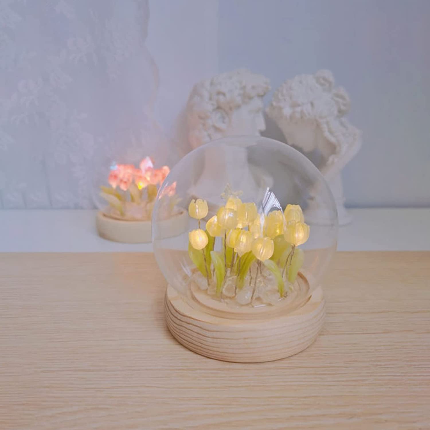 Lampada da tavolo, lampade da comodino, lampade da scrivania, lampada da tavolo LED tulipano fai da te simulazione fiore soggiorno camera da letto decorazione tulipano luce notturna alimentata a batte