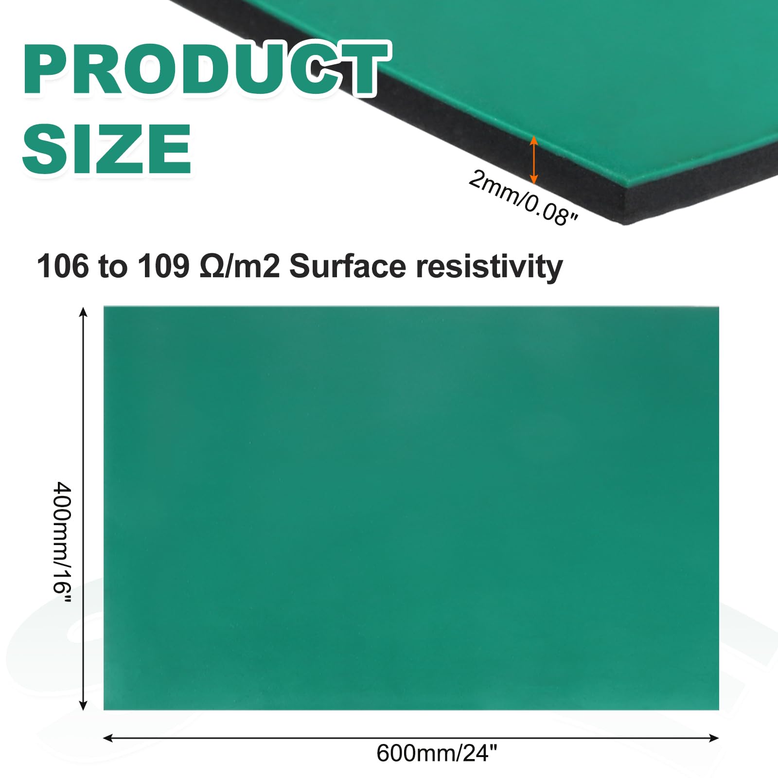 QUARKZMAN 24" X 16" Tappetino Per Saldatura In Silicone ESD anti- Temperatura Elevata Antistatico Per Riparazioni Elettroniche, 0.08"