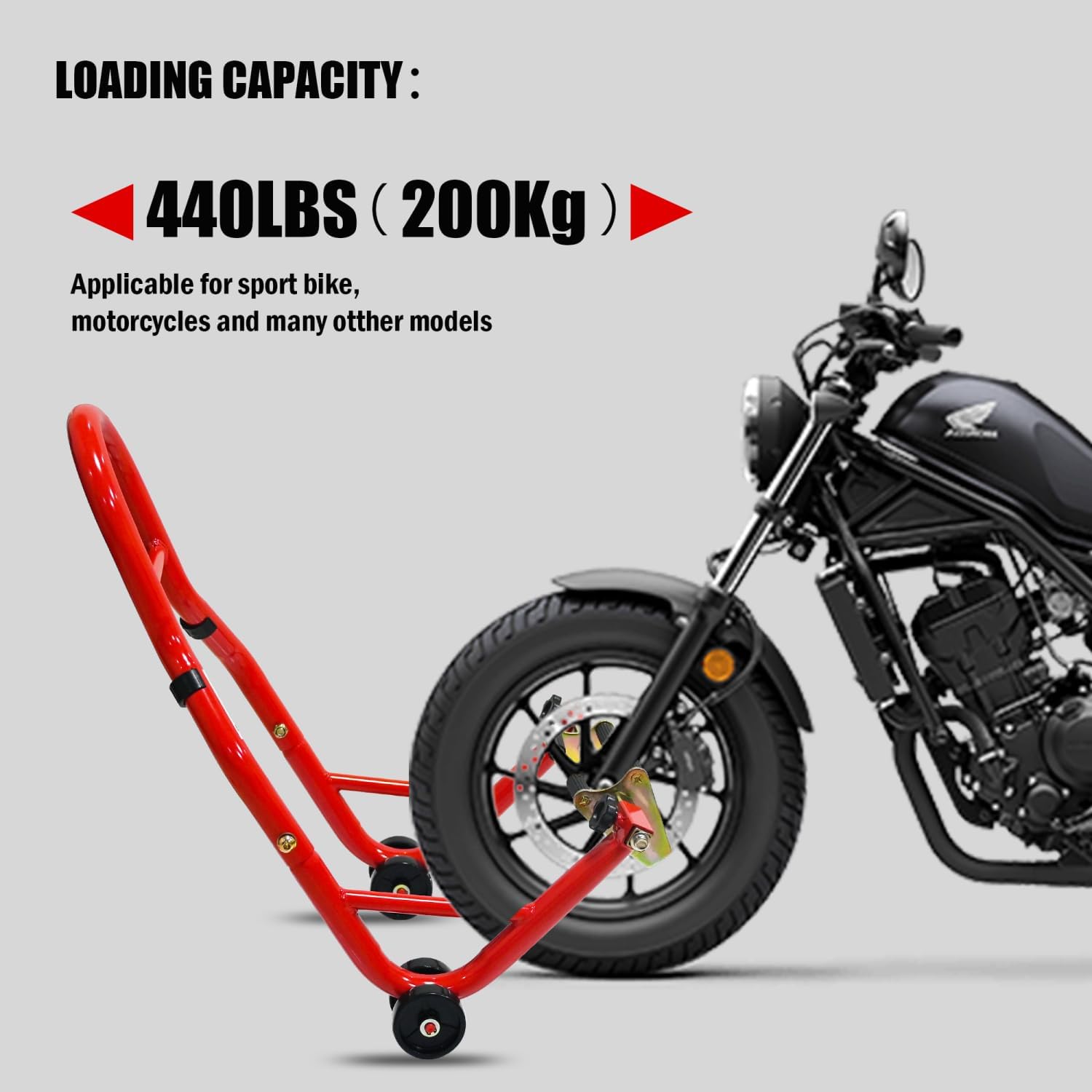 Geelife Motorcycle Stand Lift - Steel Red - 440Lbs Load Capacity - Motorcycle Repair Storage -