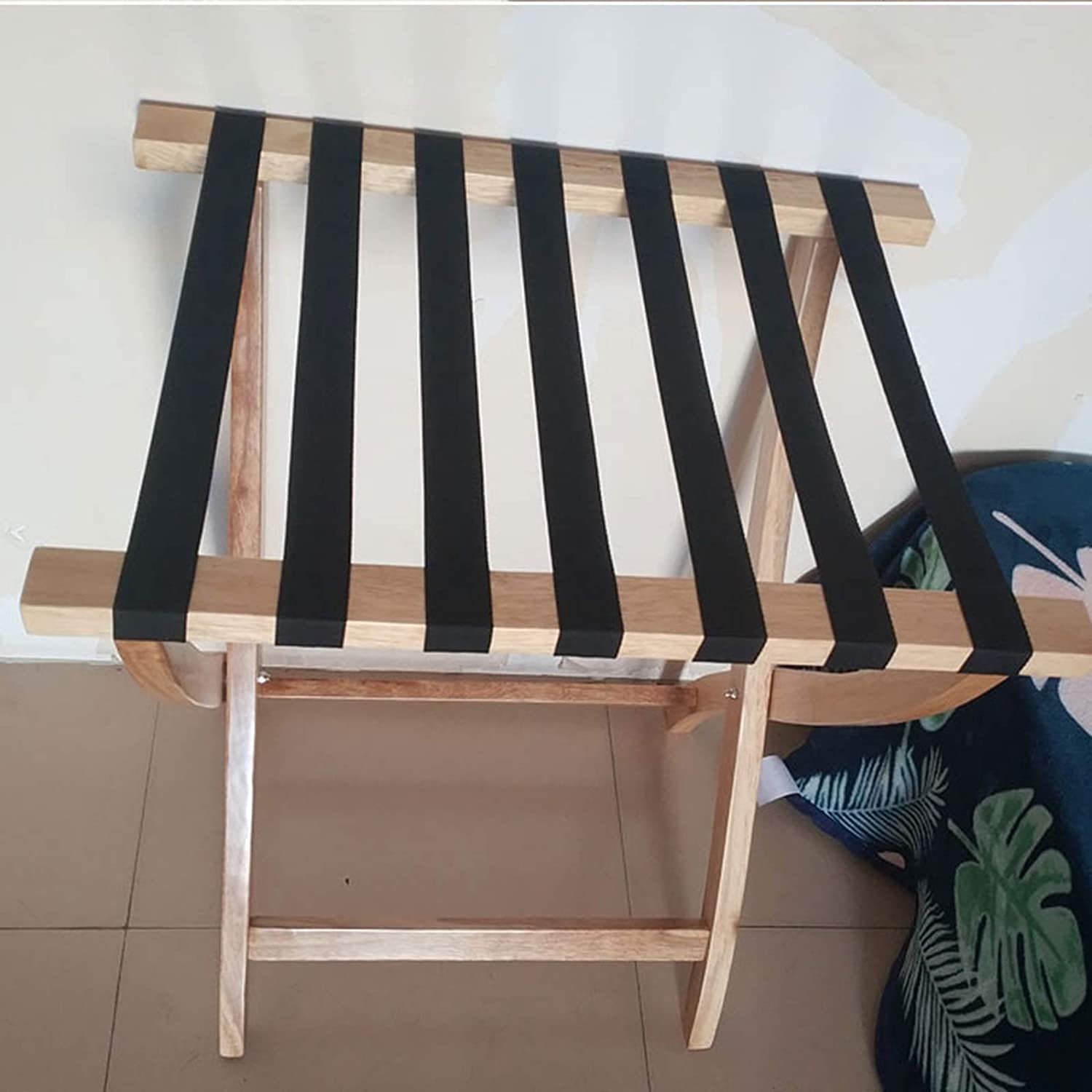 Portaequipajes for habitación de invitados, soporte plegable for maletas, estantes de almacenamiento plegables de madera maciza, muebles for hoteles, portaequipajes(Brown)