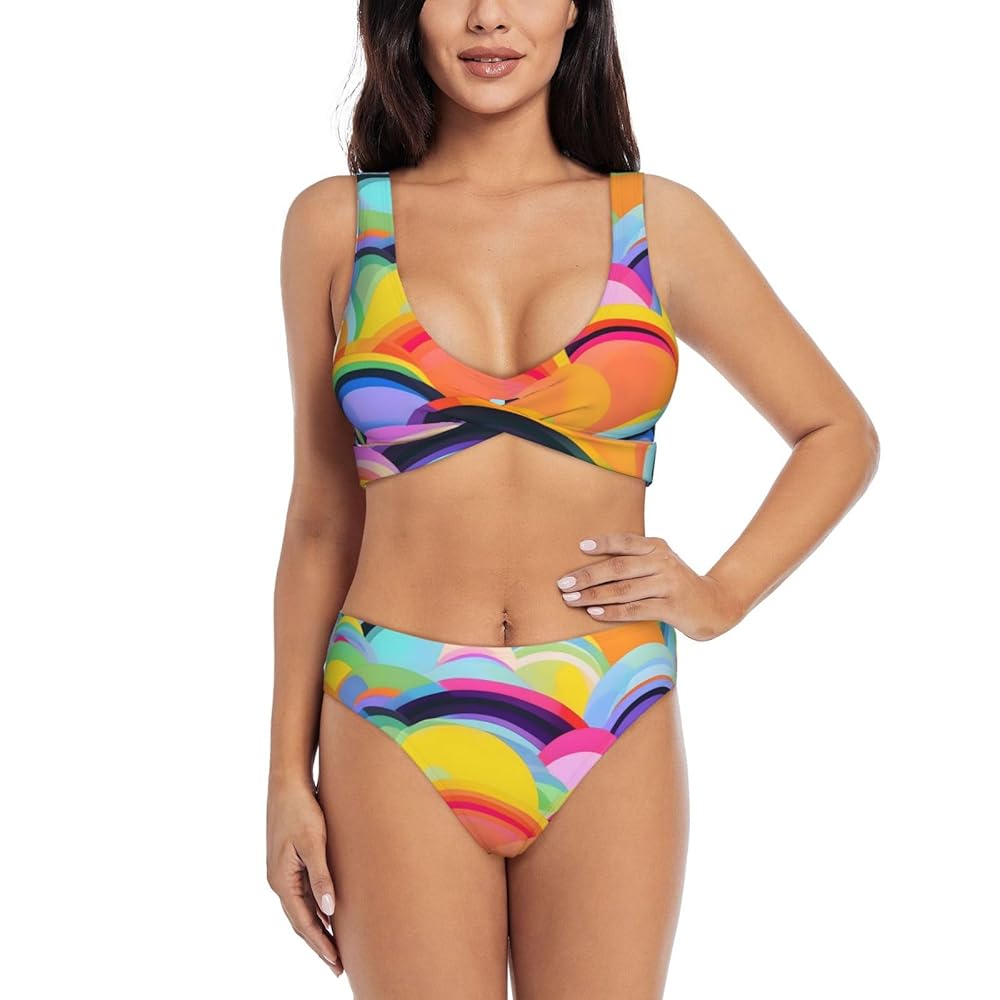 Amazon.com: Rainbow Pattern Swim Suits for Women 2024 2