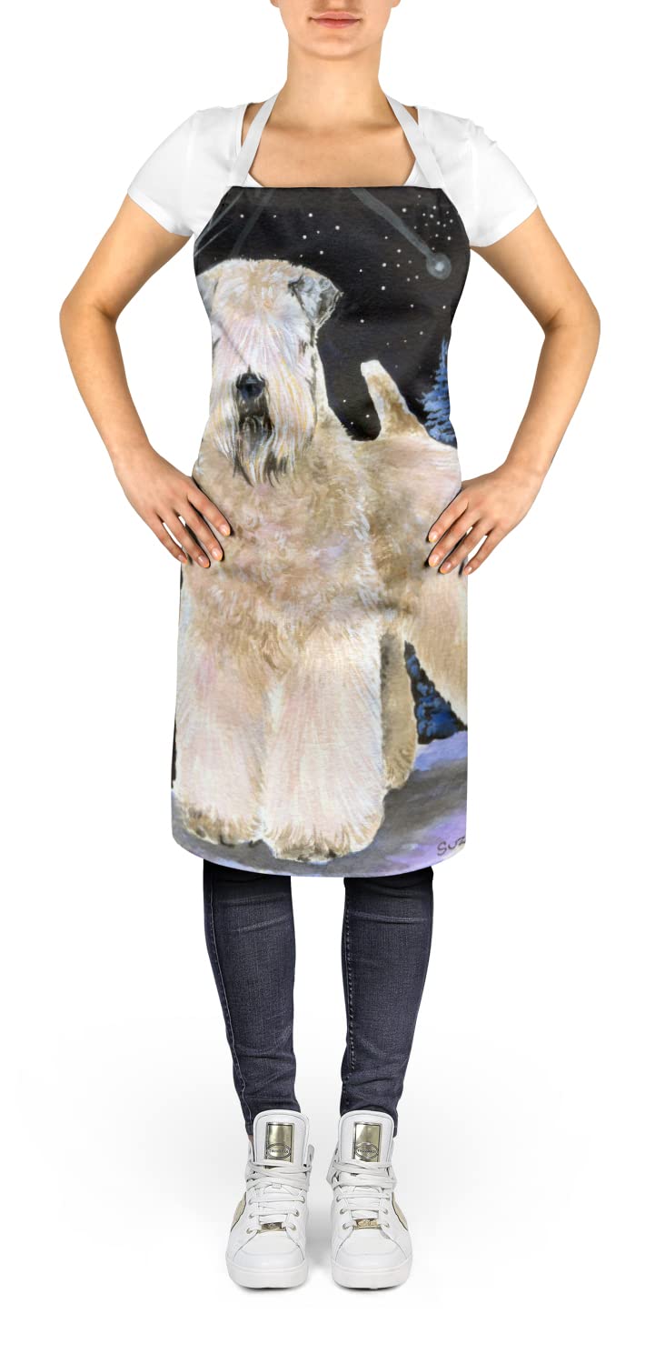 Starry Night Wheaten Terrier Soft Coated Canvas Flag - House Size, 28 x 40 in