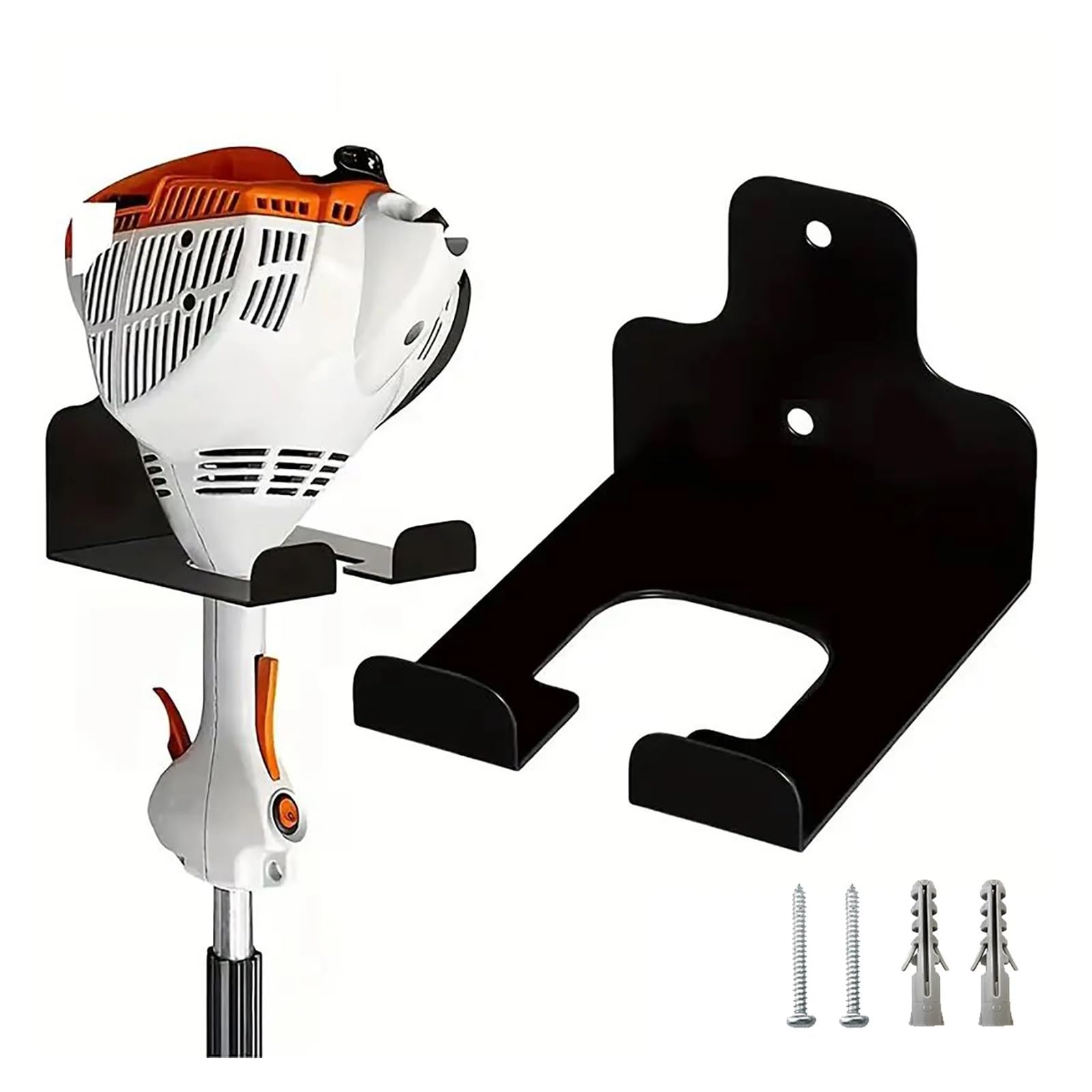 2/3 unidades de colgador acero resistente for desbrozadora, fácil montar en la pared, ajustable for herramientas garaje, con ganchos ajustables y estante almacenamiento Para Garajes(Black 3pcs)