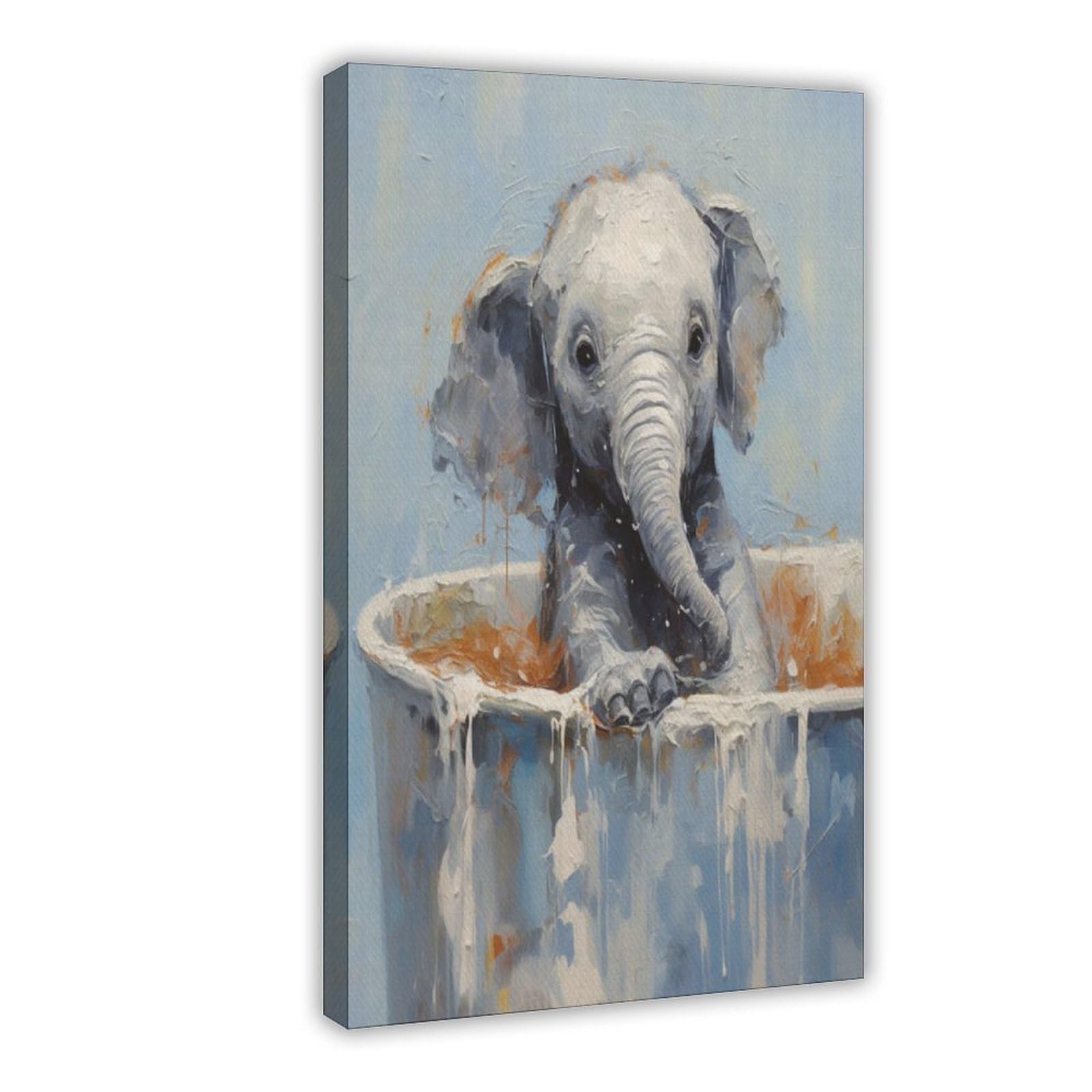 Bareronor Bathroom Elephant Poster Canvas Poster Bedroom Decor Landscape Office Room Decor Gift 24" L X 36" W