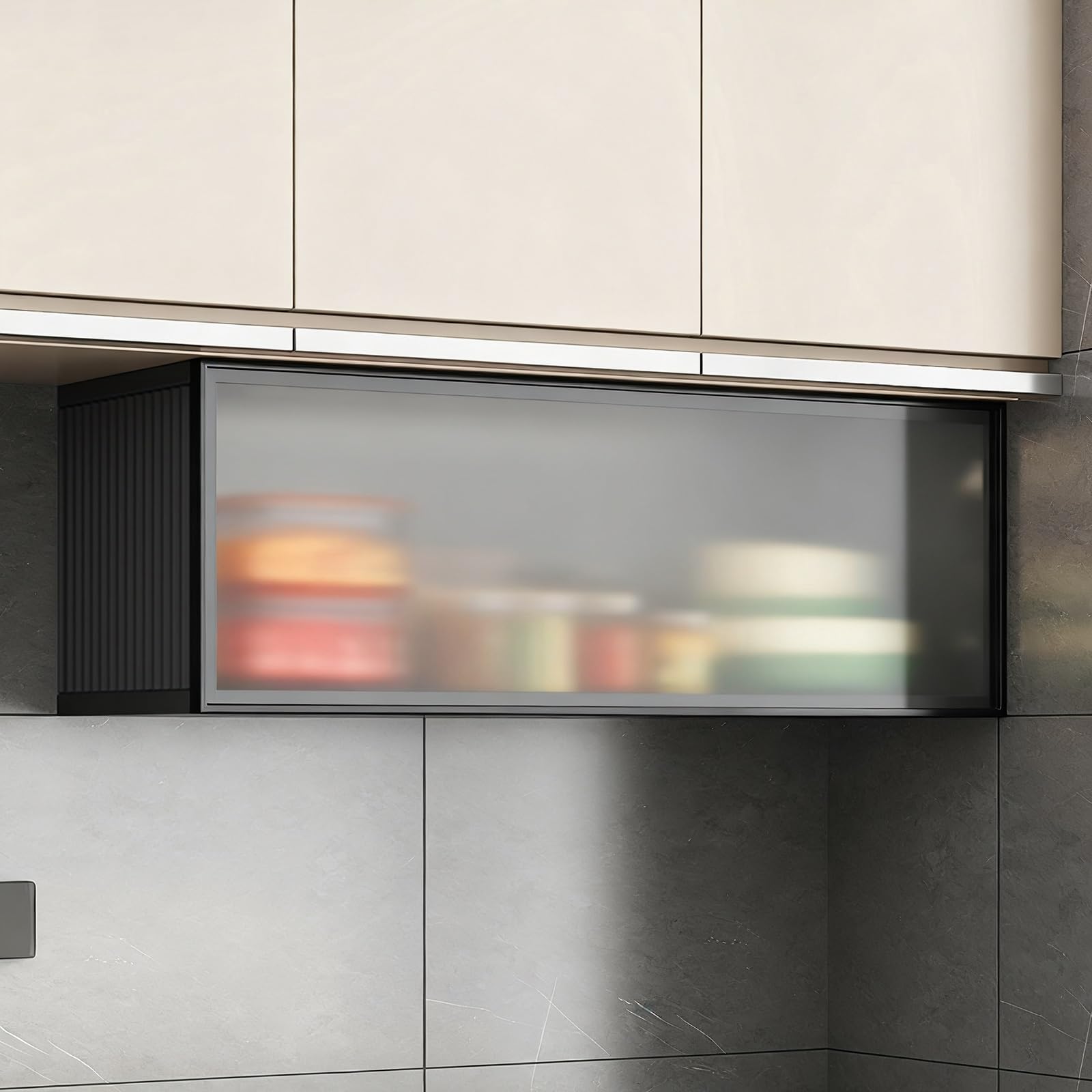 Armario Flotante, botiquín de Pared, Vitrina, Organizador de Almacenamiento Decorativo Retro, para Cocina, Comedor, baño y Sala de Estar(Nero,60cm)