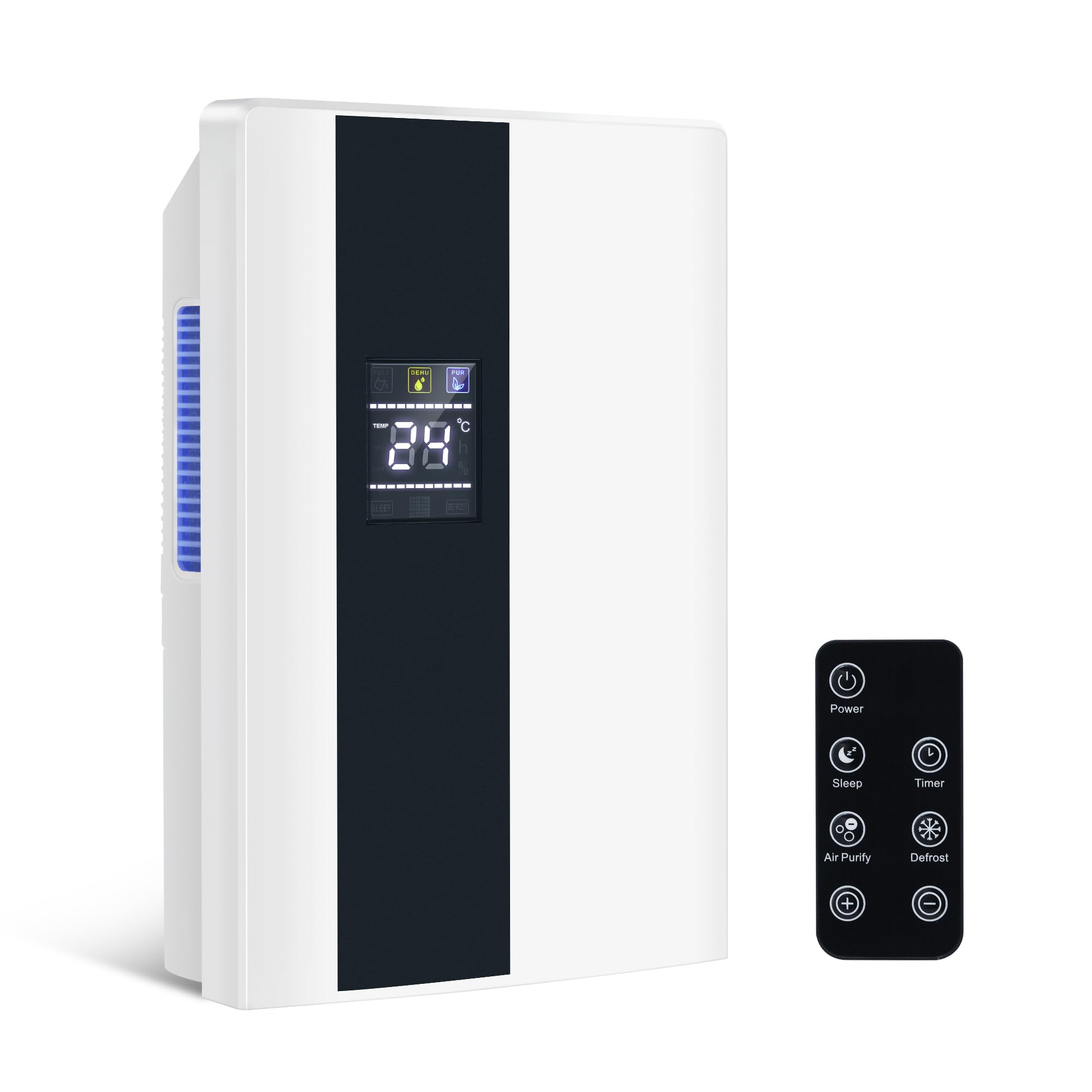 Citybee Electric Dehumidifier 2000 ml, Quiet Humidity Dehumidifiers Dehumidifier Small for Indoor Humidity UV Room and Timer Mode 24H Bathroom Wardrobe (White)