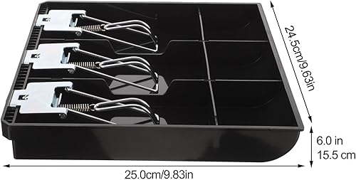 Miniatura 4 de NUOBESTY Bandeja de dinero con 3 billetes, 3 compartimentos para almacenamiento de dinero con clip de plástico, color negro