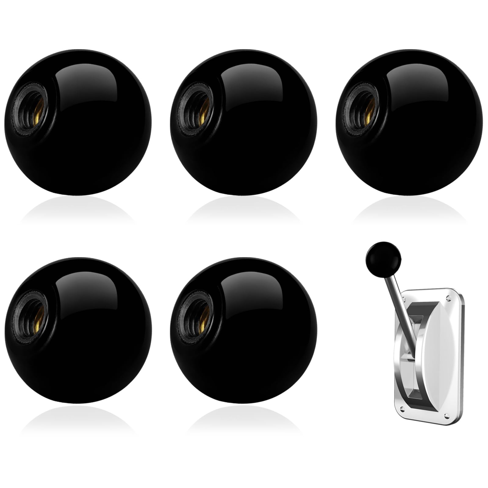 5 Pcs Bouton De Levier à Bille En Bakélite 10 Ronde Bouton De Boule Filetée Noir Boule De