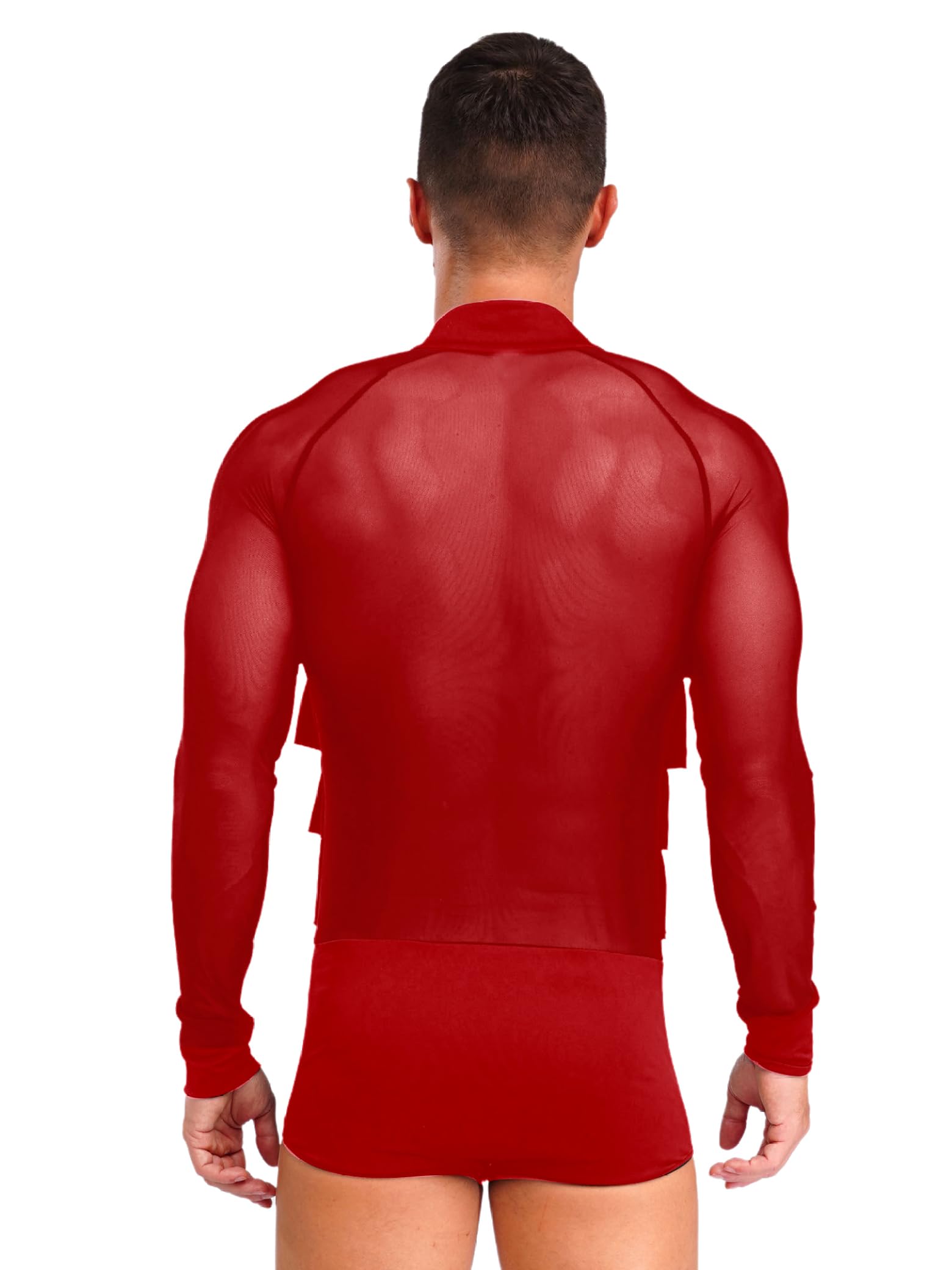 Camisa de baile latino de manga larga con volantes de malla, body de una pieza, jazz, salón de baile, disfraz de leotardo